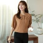 Layered-collar Pleated Blouse
