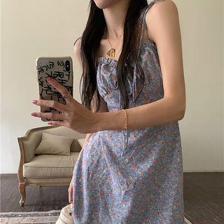 Spaghetti Strap Floral Dress Purple - One Size