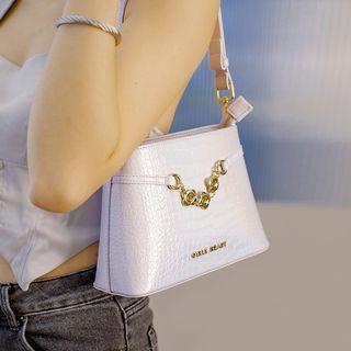 Croc Grain Shoulder Bag Purple - One Size