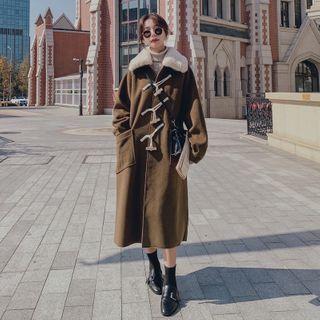 Fleece Collar Long Toggle Coat