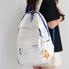 Contrast Trim Nylon Backpack / Bag Charm / Set