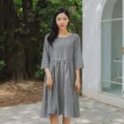 Lace-up Back Gingham Dress