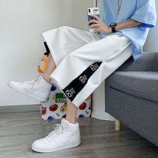Color-block Bear Print Crop Pants
