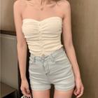 Shirred Knit Strapless Top