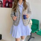 Plaid Blazer / Long-sleeve Shirt Dress