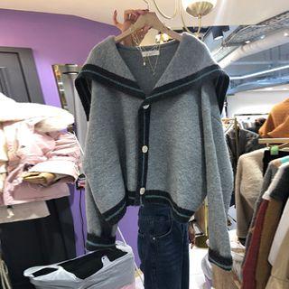 Sailor Collar Button-up Cardigan