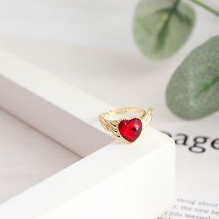 Heart Stone Ring Gold & Red - One Size
