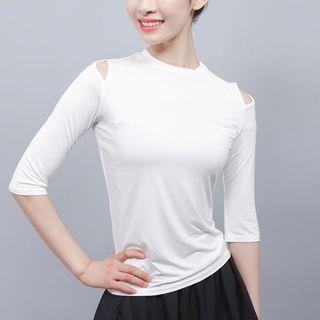 Short-sleeve / Elbow-sleeve Cutout Dance Top