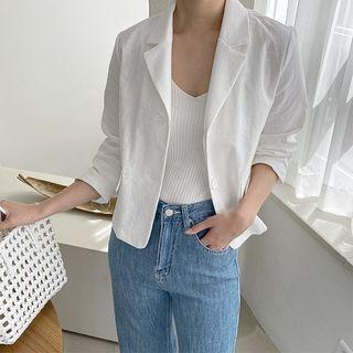 Single-breasted Short Linen Blazer