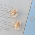 Transparent Flower Earring 1 Pair - White & Gold - One Size