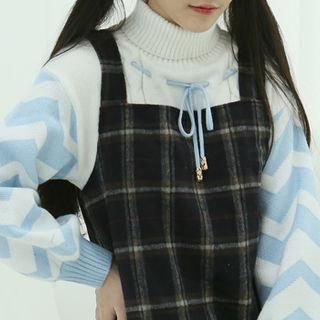 Turtleneck Chevron Cable Sweater One Size