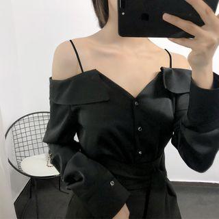 Cold Shoulder Satin Shirt