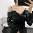 Cold Shoulder Satin Shirt