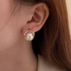 Faux Pearl Rhinestone Alloy Earring 1 Pair - Silver Stud - White - One Size