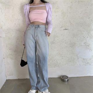 Bandeau / Long-sleeve Cropped T-shirt
