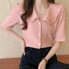 Peter Pan Collar Button-detail Short-sleeve Shirt