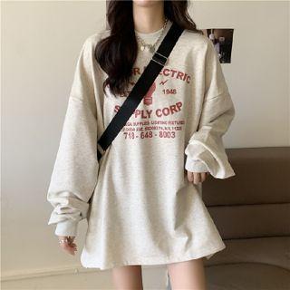 Long-sleeve Printed Slit Sweatshirt