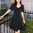 Short-sleeve Square-neck Strap Dress