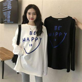 Long-sleeve Smiley Fae Print T-shirt