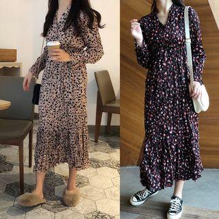 Leopard Printed V-neck Dress