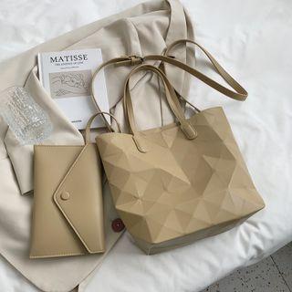 Set: Diamond Cut Tote Bag + Pouch