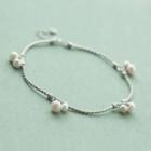 Faux Pearl Segment Sterling Silver Anklet