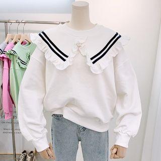 Long-sleeve Frill-collar Sweatshirt