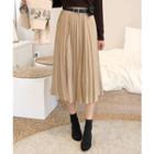 Accordion-pleated Long Skirt With Belt