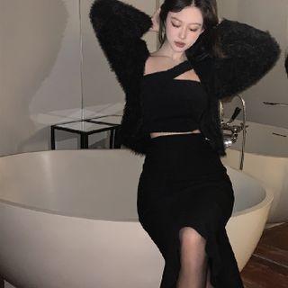 Fluffy Cardigan Cardigan - Black - One Size