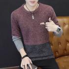 Long-sleeve Color Block Basic Sweater