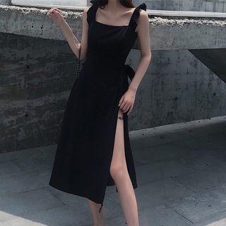 Sleeveless Midi A-line Dress Black - One Size