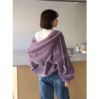 Faux-fur Oversized Zip-up Hoodie