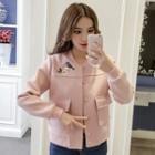 Buttoned Embroidered Baseball Jacket