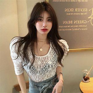 Pointelle Lace Short-sleeve T-shirt