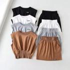 Set: Padded-shoulder Crop Tank Top + Mini Pencil Skirt