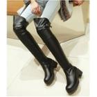 Block Heel Buckled Over-the-knee Rider Boots