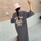 Drop-shoulder Illustrated Long T-shirtdress