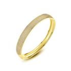 Fashion Simple Plated Gold Geometric Oval Cubic Zirconia Bangle Golden - One Size