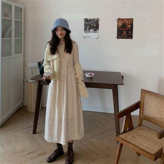 Turtleneck Floral Chiffon Dress
