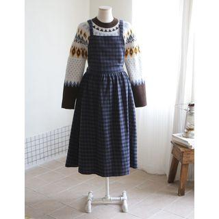 Gingham Maxi Flannel Pinafore Dress