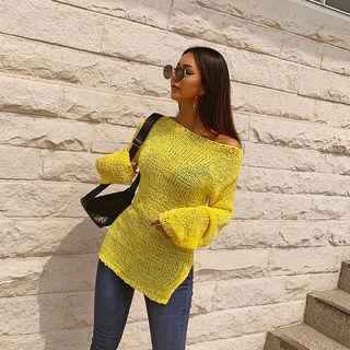 Slit-side Chunky Knit Top