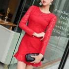 Long-sleeve Lace Mermaid Mini Dress