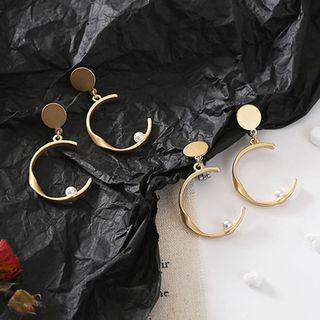 Hoop Faux Pearl Dangle Earring / Clip-on Earring