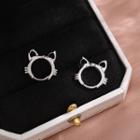 Cat Sterling Silver Hoop Earring 1 Pair - Silver - One Size