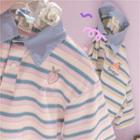 Fruit Embroidered Striped Short-sleeve Polo Shirt