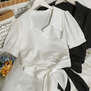 Collared Wrapped Crop Top