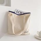 Lettering Canvas Tote Bag Blue & White - One Size