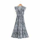 Sleeveless V-neck Ruffle Trim Dress