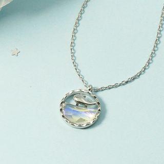 Whale Faux Crystal Pendant Alloy Necklace Whale Necklace - Silver - One Size