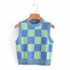 Checkerboard Sweater Vest Blue - One Size